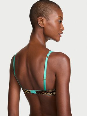 Tease Satin Lace-Trim Wireless Plunge Bra