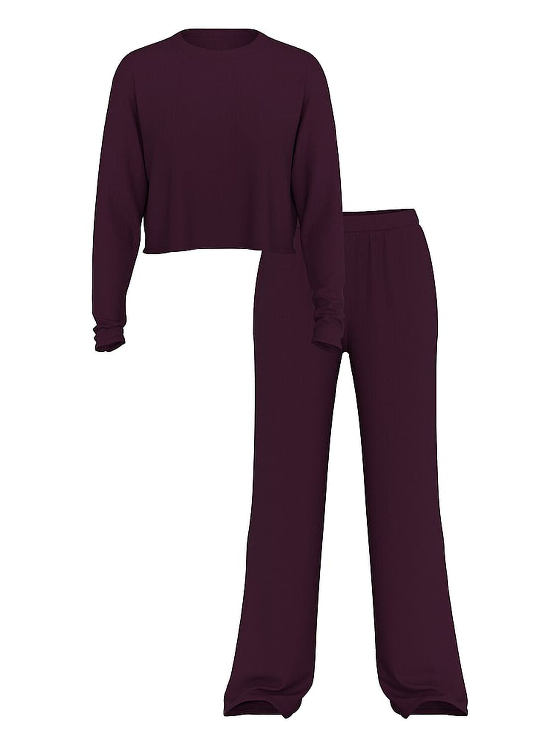 vs Victoria's Secret Modal Wide-Rib Long Lounge Set Winter Wine 3 of 4 