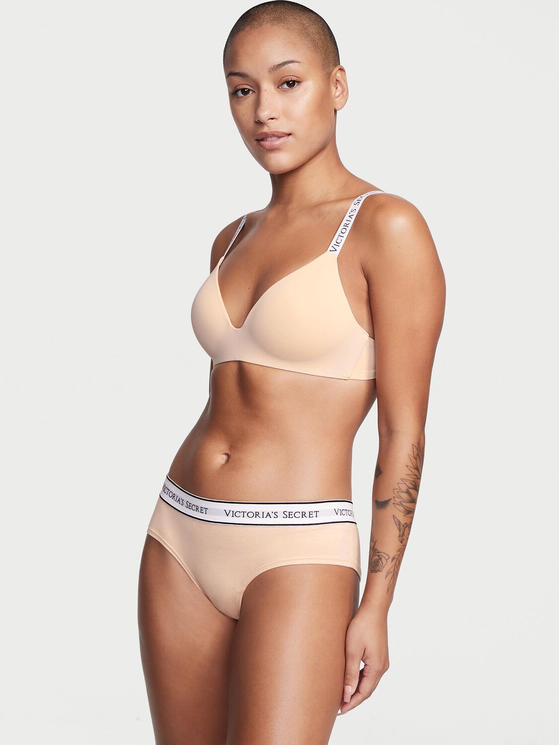 vs Victoria's Secret Logo Cotton Cheeky Panty Champagne 1 of 3 