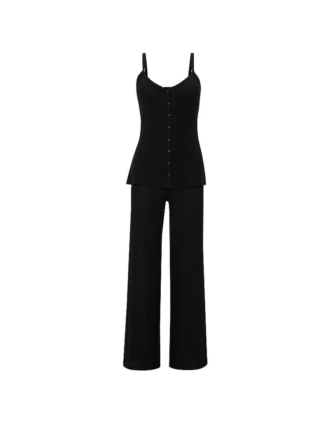 vs Victoria's Secret SoSoft&trade; Modal Wide-Rib Button-Front Cami & Pants Set Black 3 of 3 
