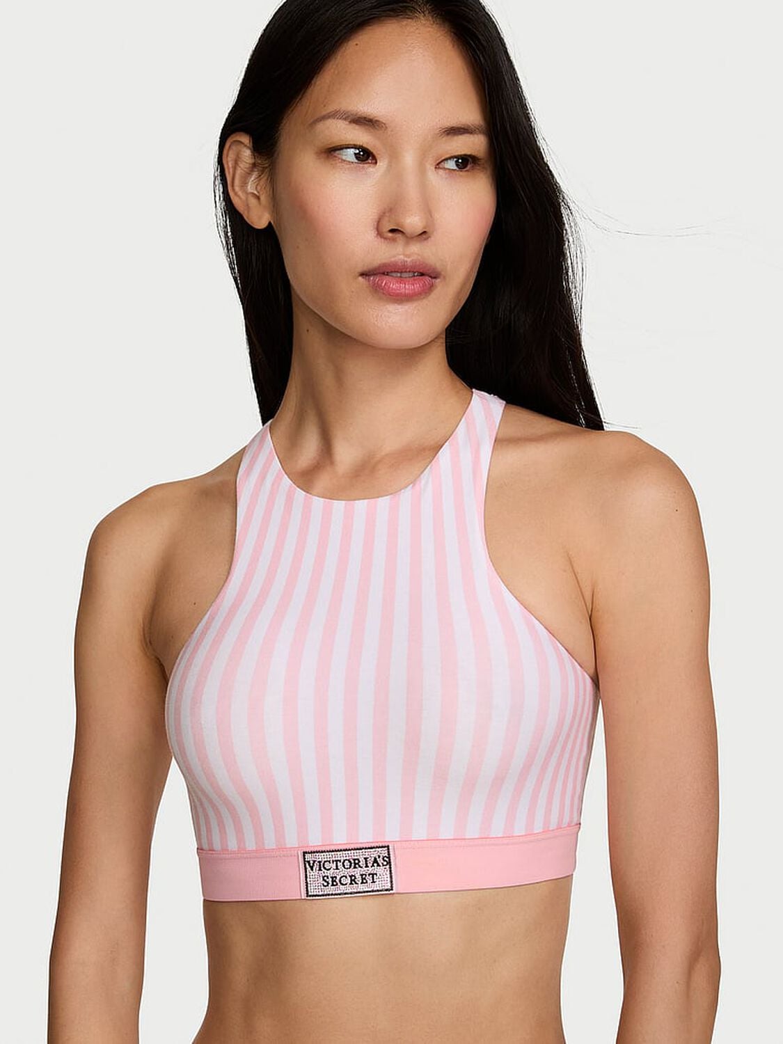 vs The T-Shirt Cotton Shine Patch Unlined High-Neck Bralette Iconic Stripe 1 of 3 