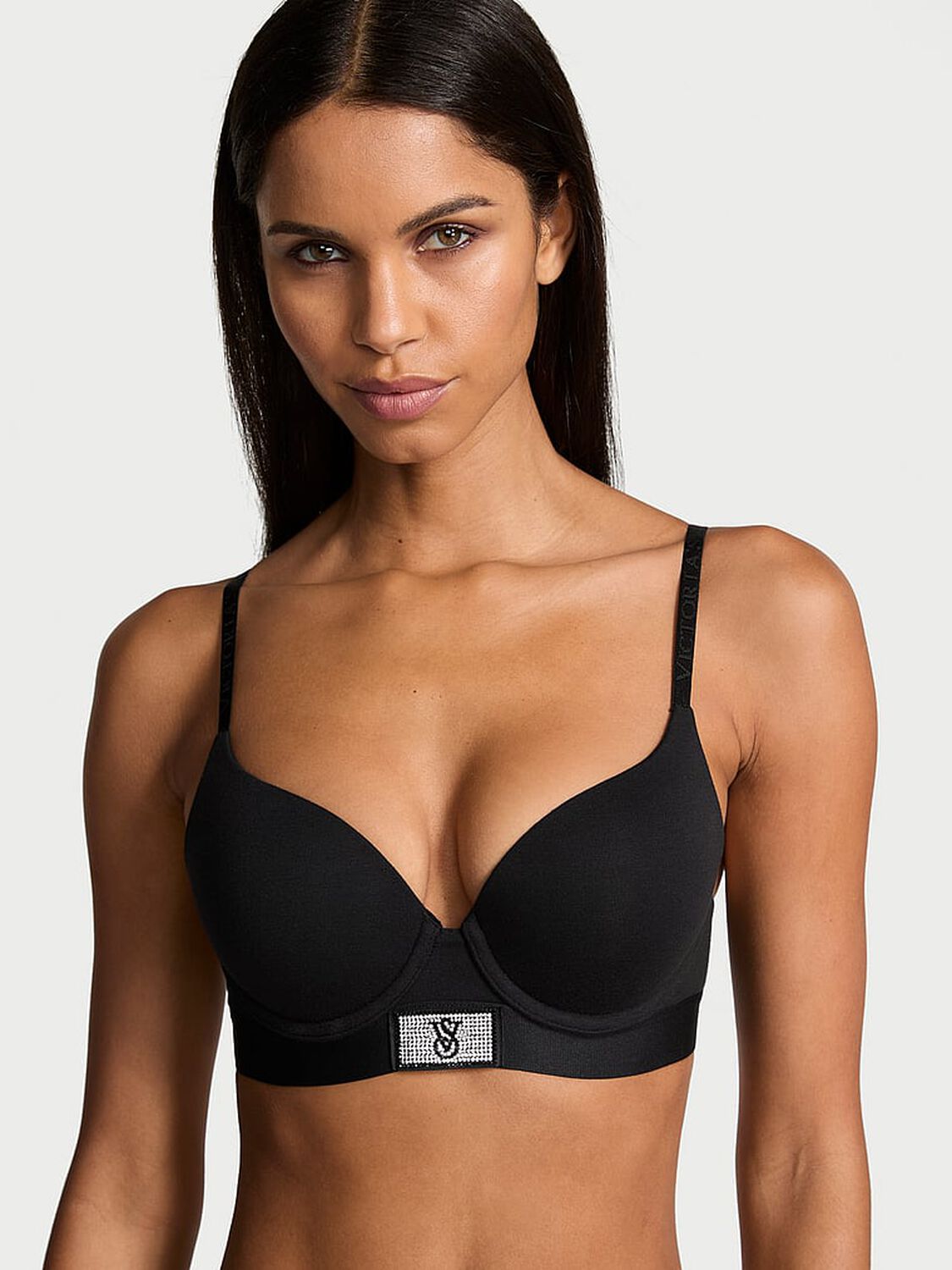 vs The T-Shirt Shine Patch Push-Up Perfect Shape Bra Black 1 of 4 