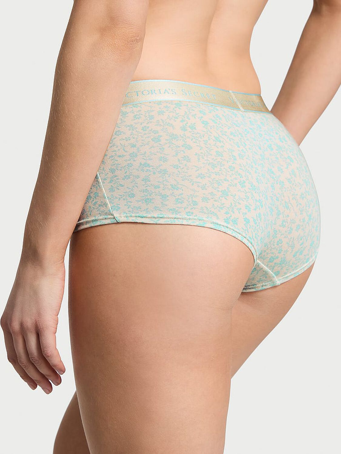 vs Cotton Logo Cotton Boyshort Panty Blue Scattered Floral 2 of 2 