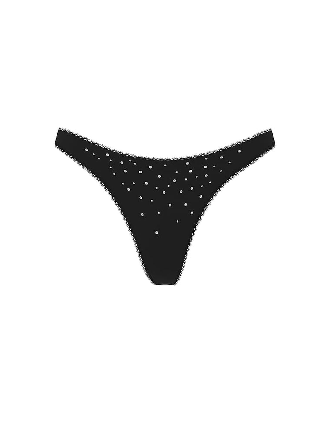 vs Victoria's Secret Stretch Cotton Sparkle High-Leg Scoop Thong Panty Black 3 of 3 