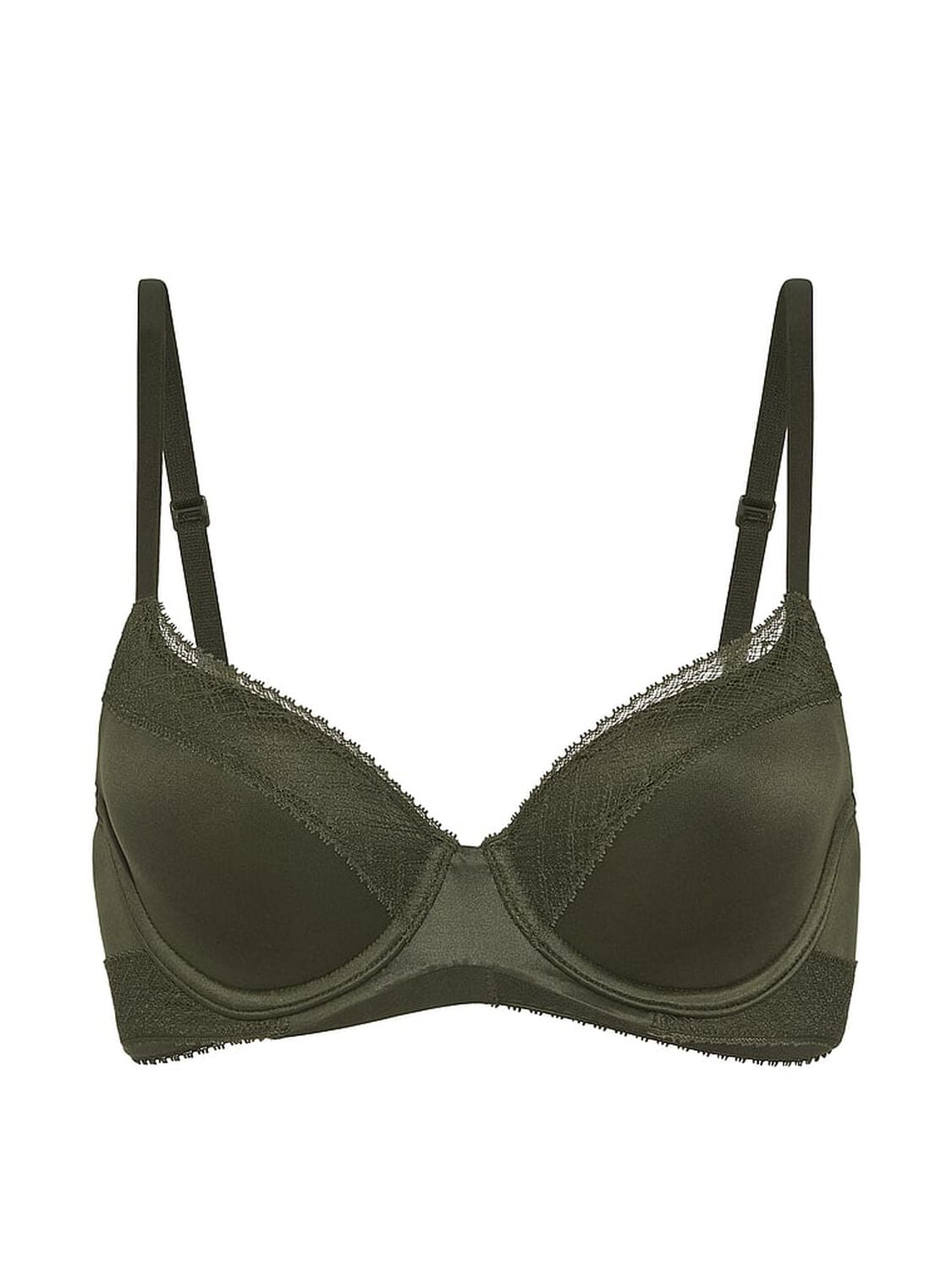 vs Body By Victoria Lace-Trim Lightly Lined Demi Bra Olive 3 of 3 