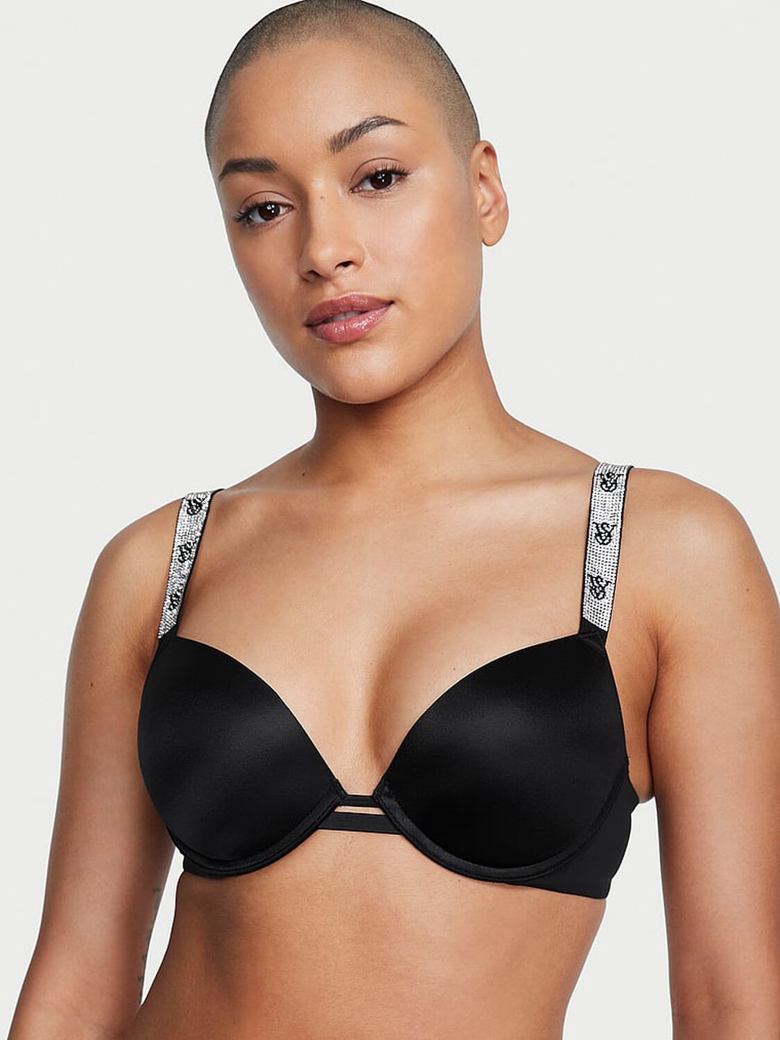 vs Very Sexy Shine Strap Push-Up Bra Black 1 of 4 