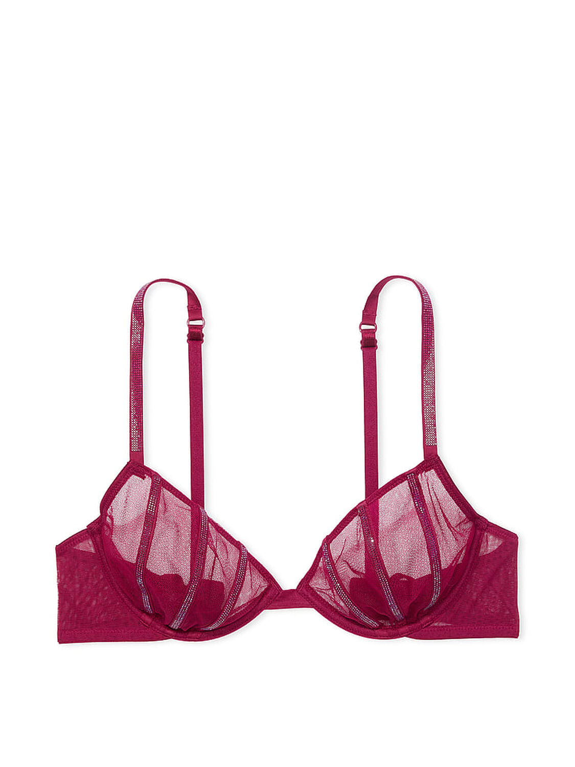 vs Very Sexy Sheer Shine Unlined Low-Cut Demi Bra Campari Red 3 of 6 