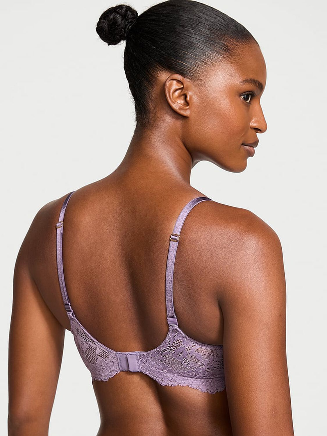 vs Dream Angels Lace Lightly Lined Classic Coverage Demi Bra Frozen Plum 2 of 4 