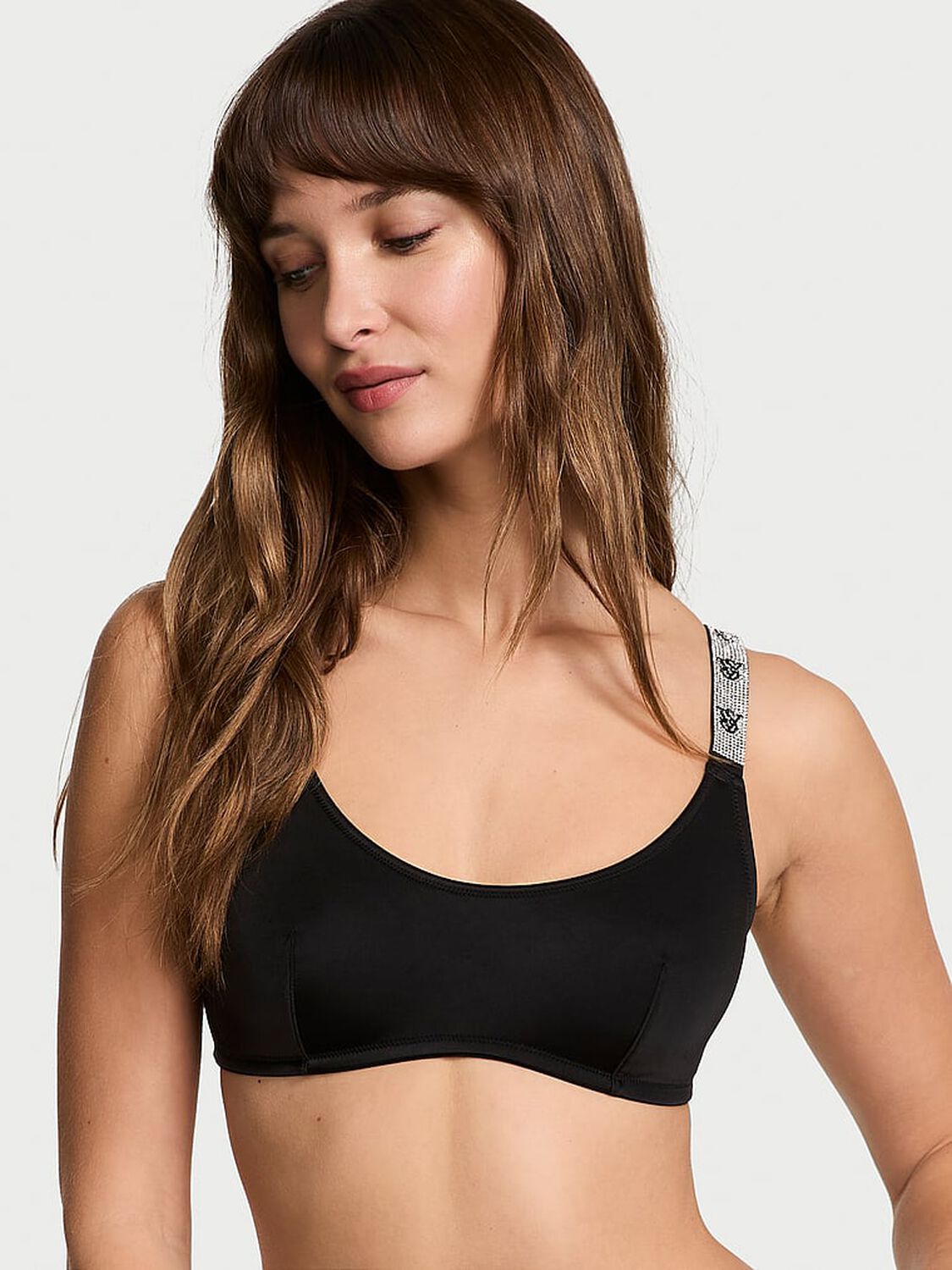 vs Very Sexy Shine Strap Scoop Bralette Black 1 of 5 