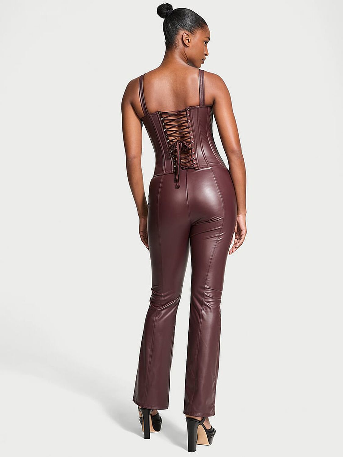 vs Victoria's Secret Faux Leather Pants Burgundy Brown 2 of 4 