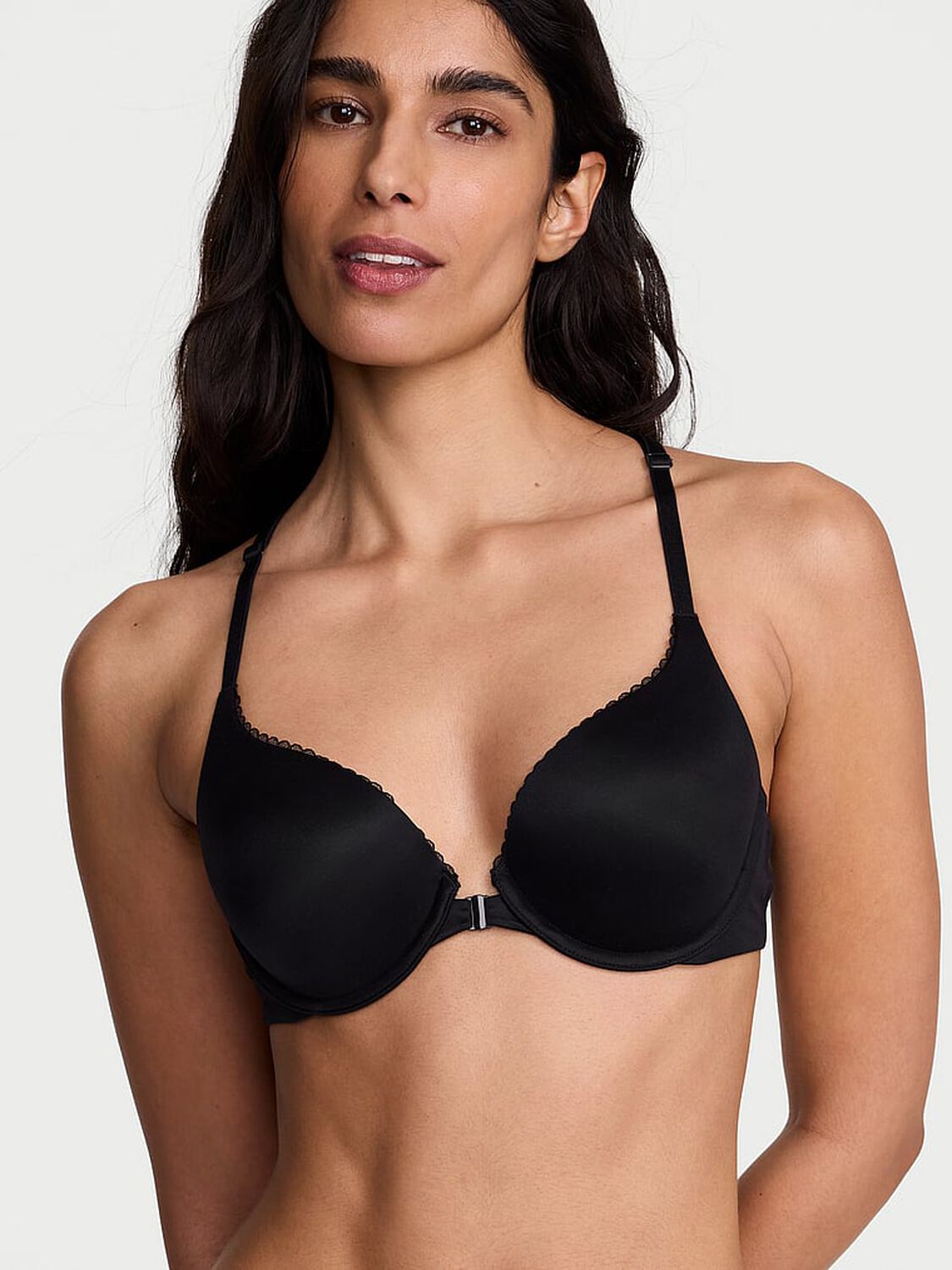 vs Body By Victoria Perfect Shape Lace Racerback Push-Up Bra Black 1 of 3 