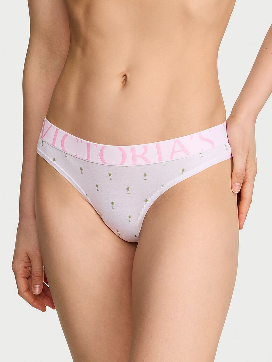 vs Cotton Exploded Logo Cotton Thong Panty White 1 of 4 