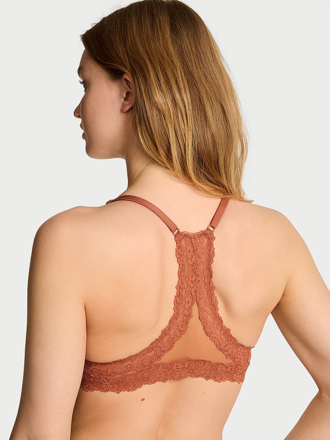 vs Body By Victoria Perfect Shape Lace Racerback Push-Up Bra Copper Brown 2 of 3 