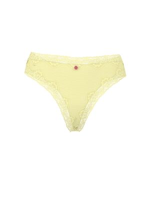 Cotton Shadow Stripe Lace-Waist Thong Panty