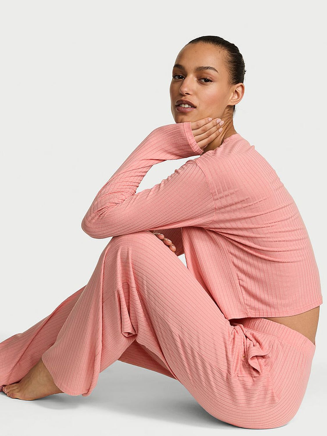 vs Victoria's Secret SoSoft&trade; Modal Wide-Rib Long Lounge Set Blush 2 of 4 