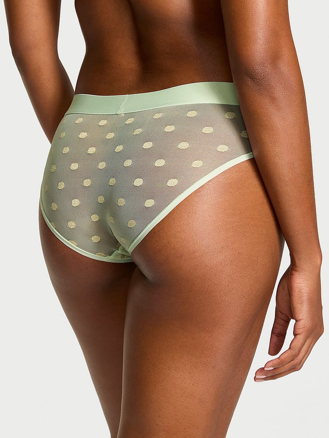 vs Cotton Sheer Heritage Shimmer Hiphugger Panty Mint Crush 1 of 2 