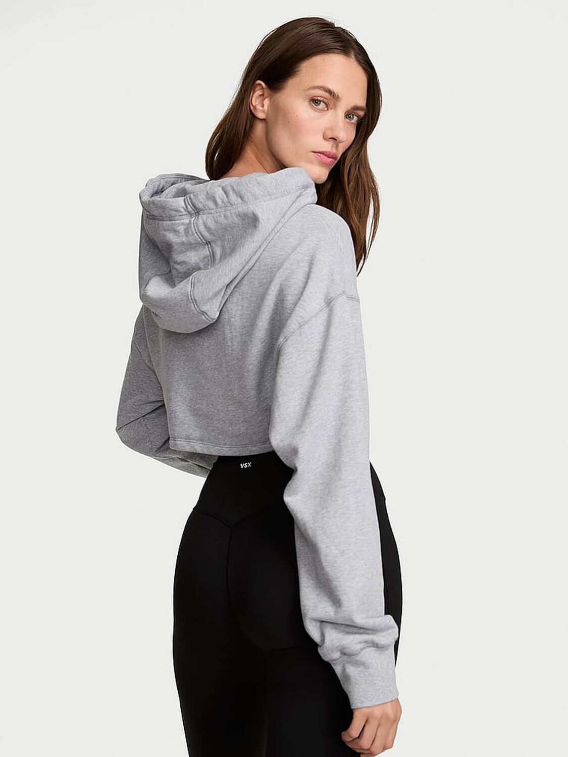 vs Angel Essentials Off-Duty Terry Super Crop Hoodie Medium Heather Grey 2 of 3 