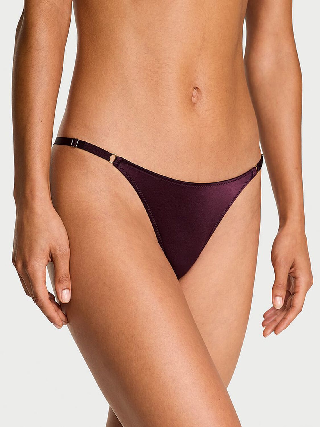 vs Very Sexy Smooth Strappy-Back Adjustable Brazilian Panty Winter Wine 1 of 3 