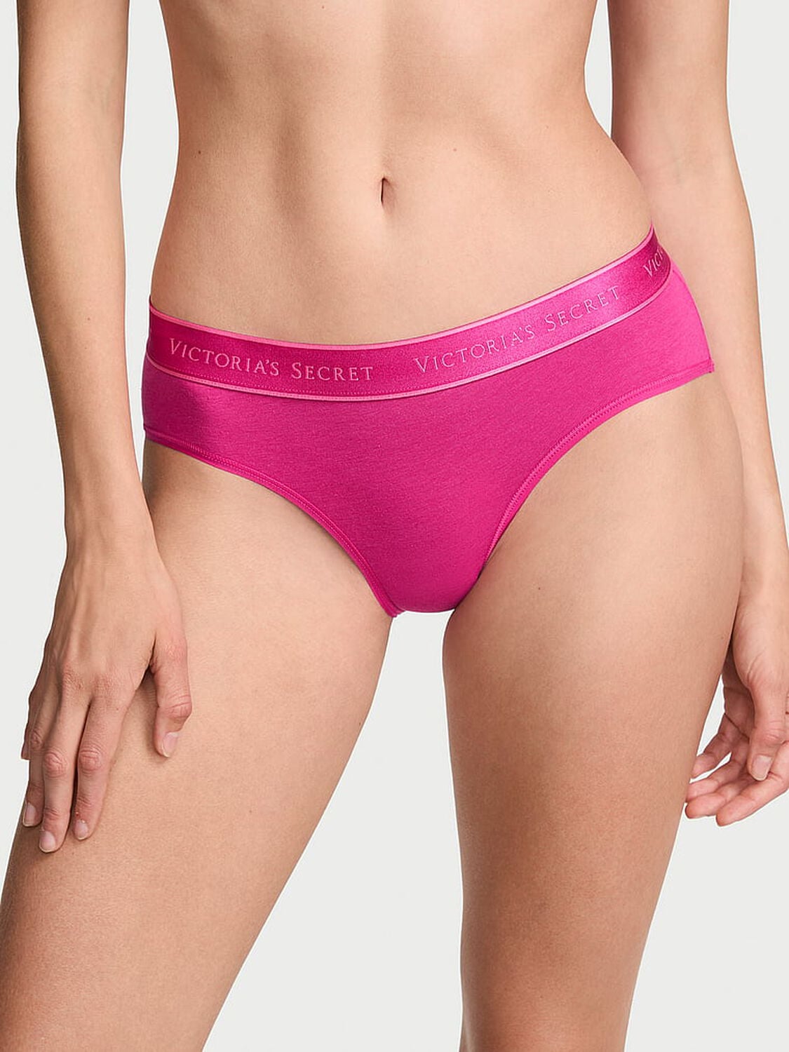 vs Cotton Logo Cotton Hiphugger Panty Pink Fire 1 of 3 
