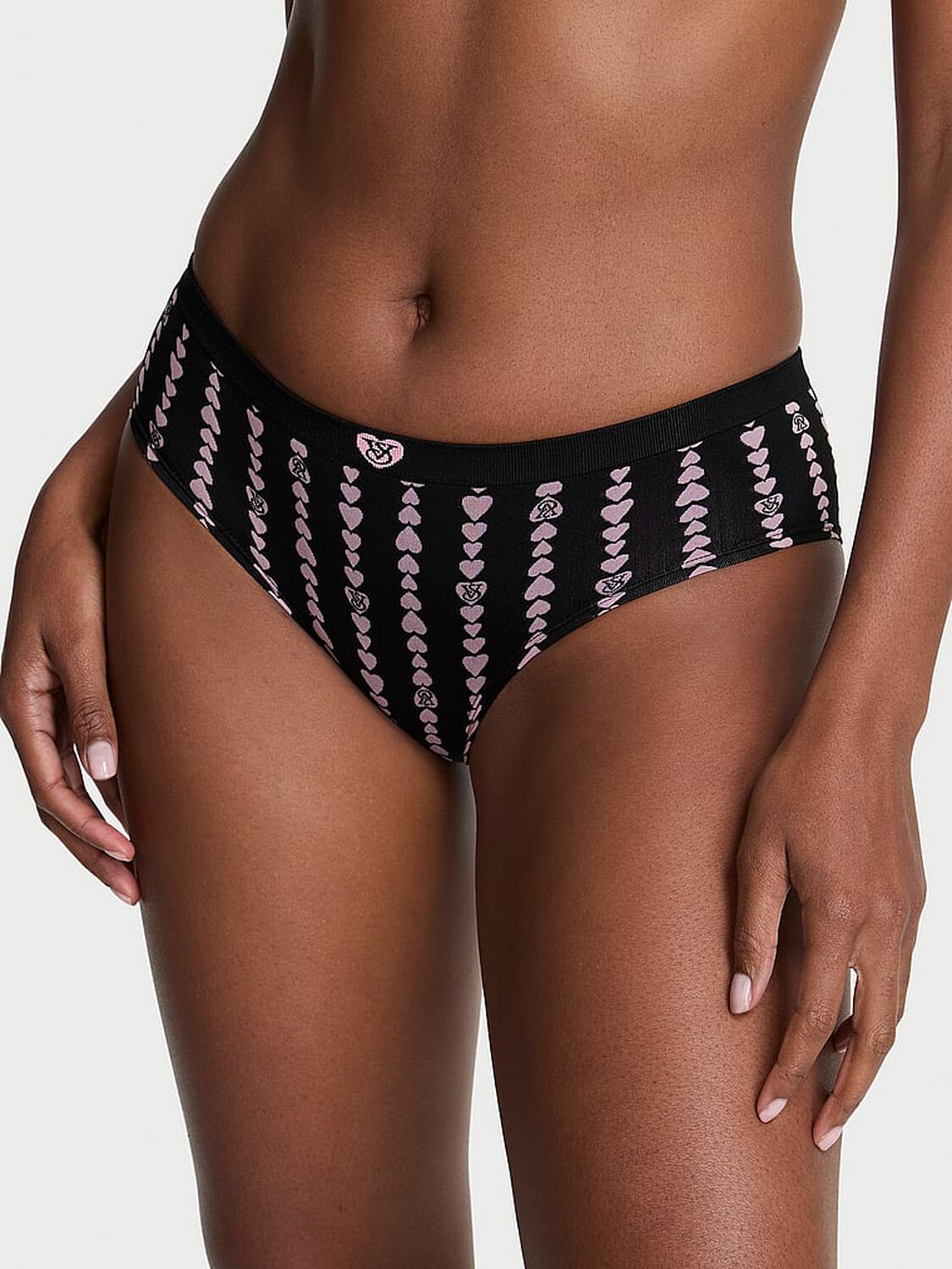vs Seamless Seamless Heart Stripe Hiphugger Panty Black Heart Stripes 1 of 3 