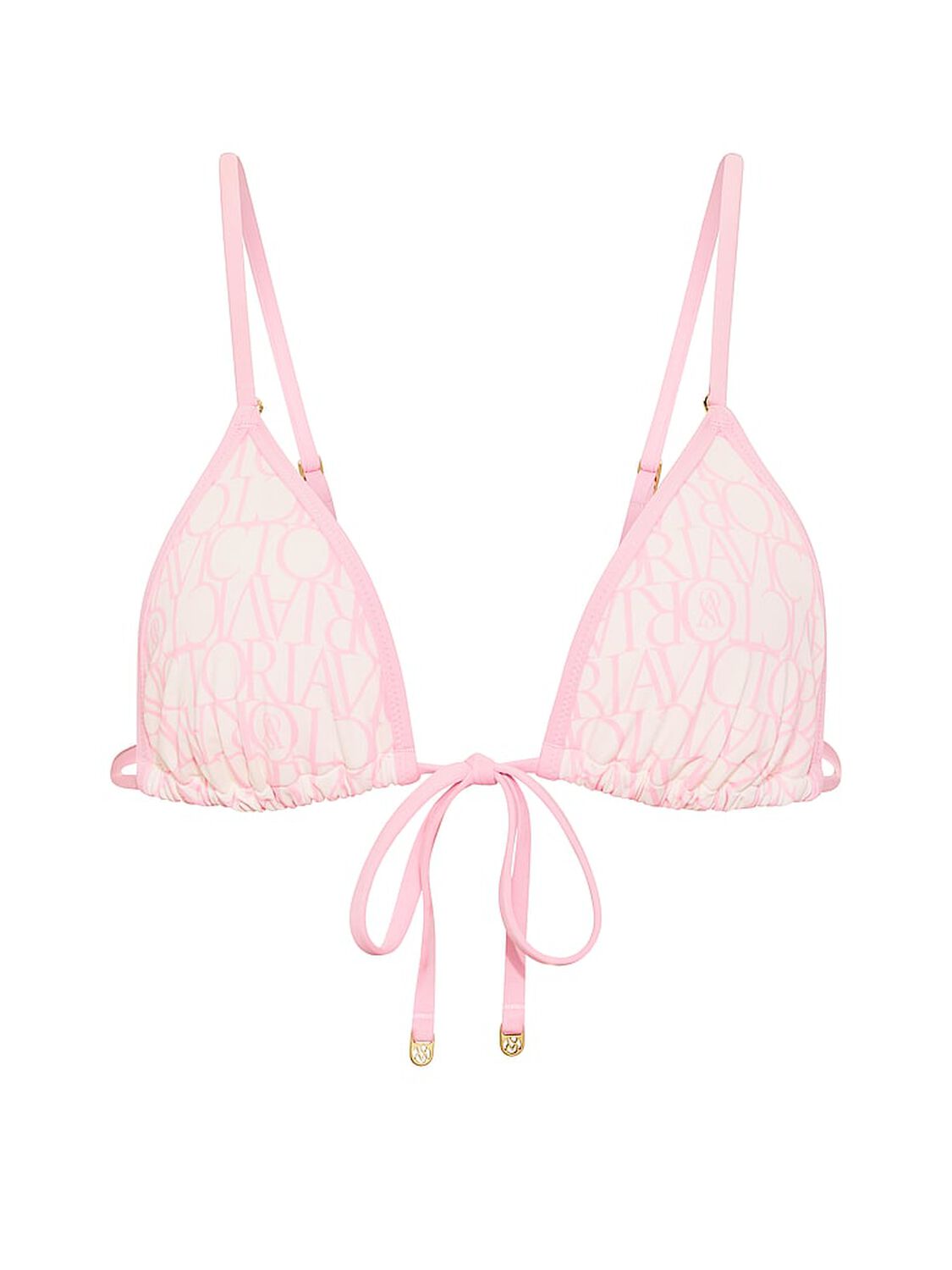 vs Victoria's Secret Swim Logo Tie-Front Triangle Bikini Top Pretty Blossom Victoria Logos 3 of 3 