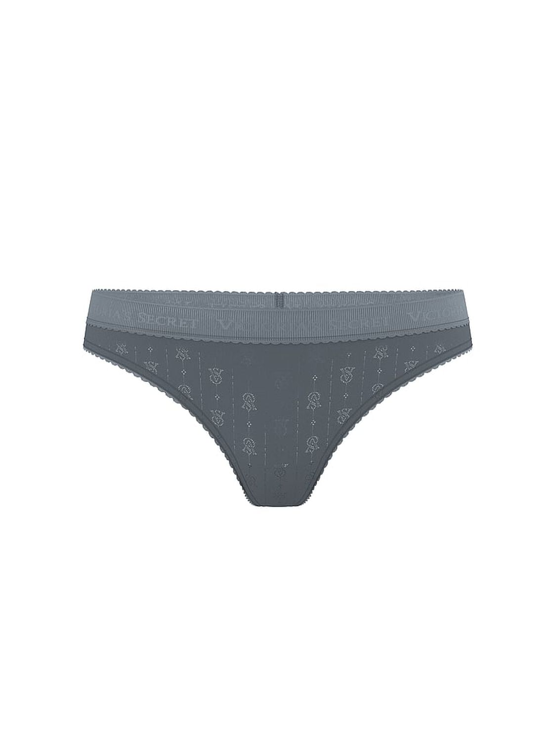 vs Cotton Logo Pointelle Thong Panty Dark Steel 3 of 3 