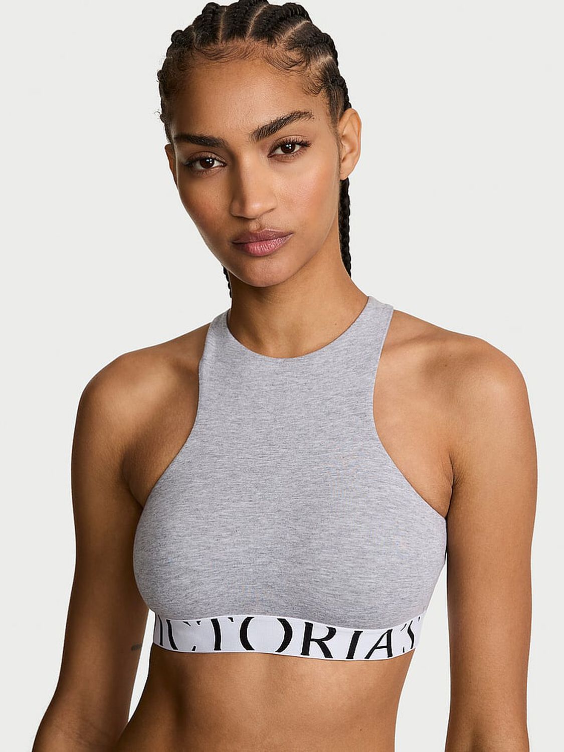 vs The T-Shirt Cotton Exploded Logo Unlined High-Neck Bralette Medium Heather Grey 2 of 2 