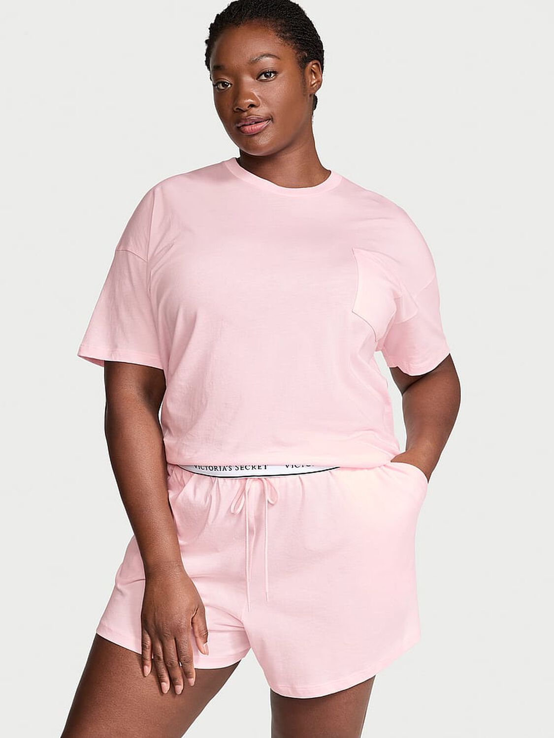 vs Victoria's Secret 100% Cotton Short Pajama Set Angel Pink 1 of 3 