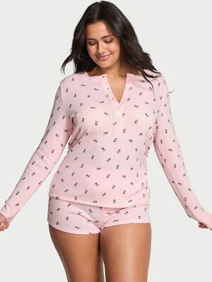 Cozy Pointelle Henley Short Pajama Set