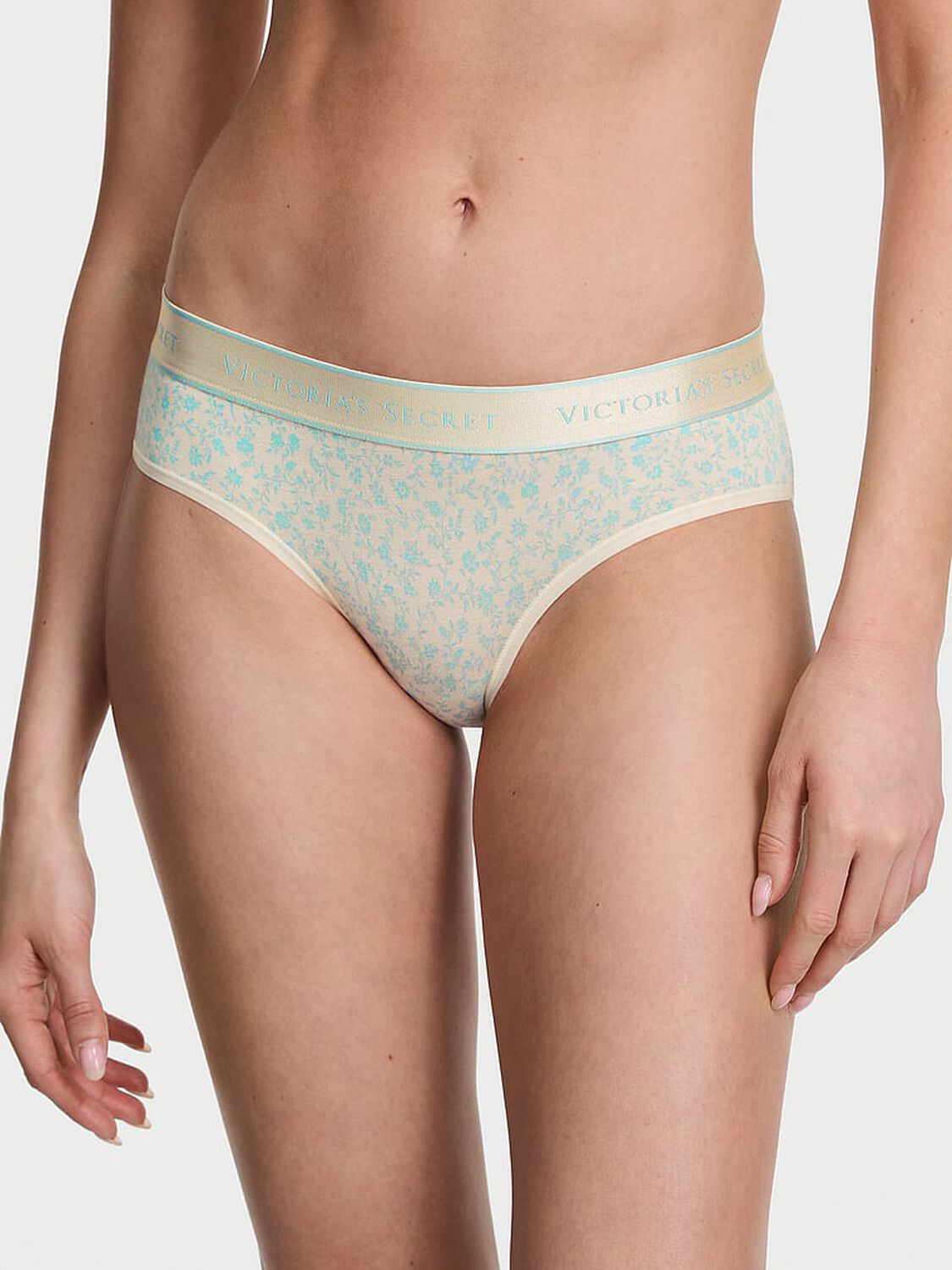 vs Cotton Logo Cotton Hiphugger Panty Blue Scattered Floral 1 of 3 