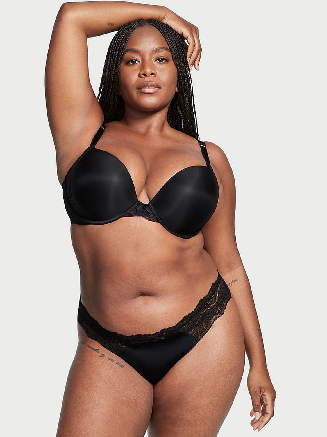 vs Dream Angels Lace-Trim Thong Panty Black 1 of 5 