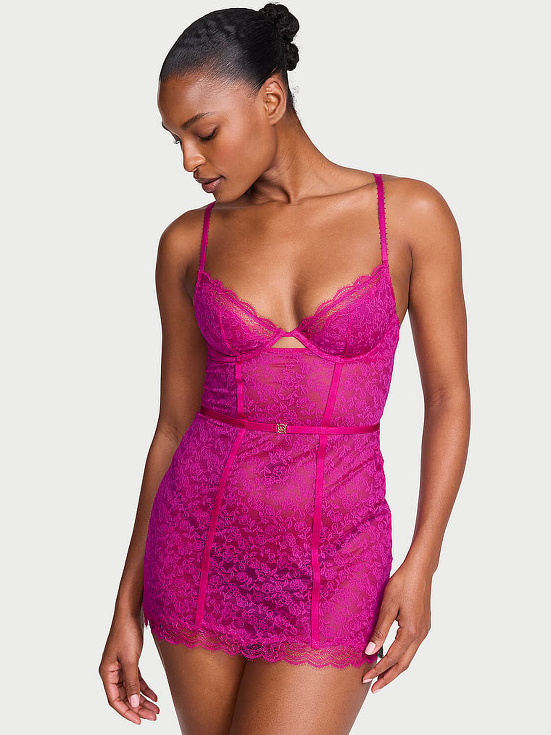 vs Victoria's Secret Tease Lace Cupped Mini Slip Dress Berrylicious 1 of 4 