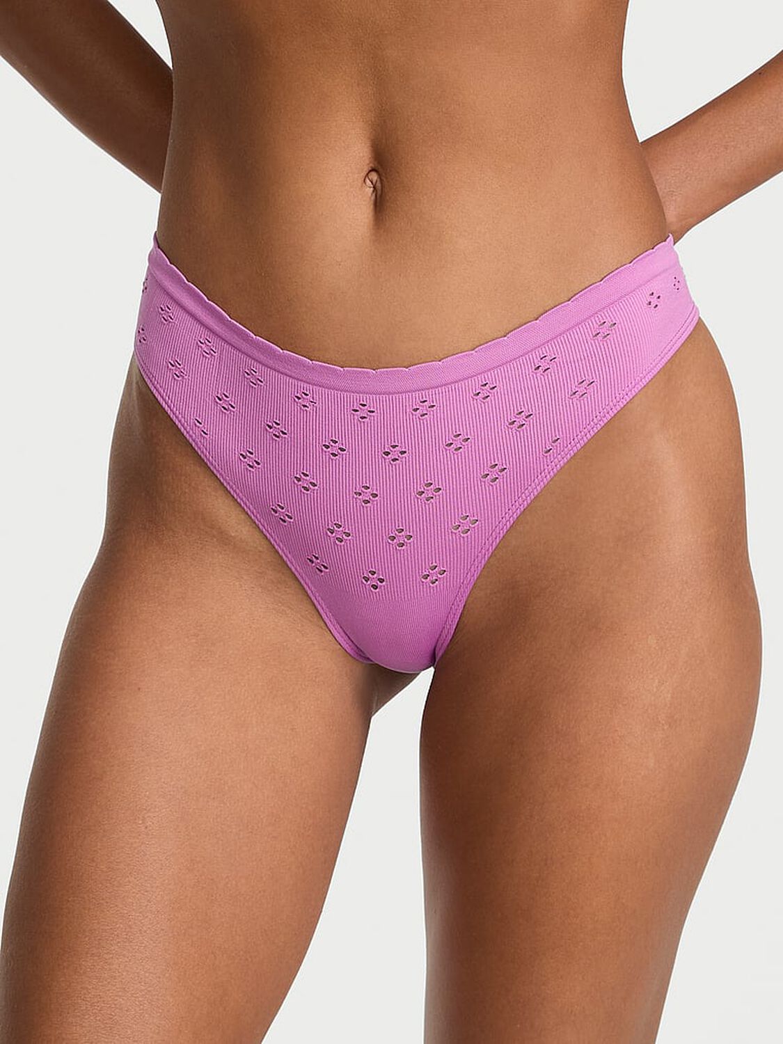 vs Seamless Seamless Eyelet Thong Panty Cosmo Pink 3 of 3 