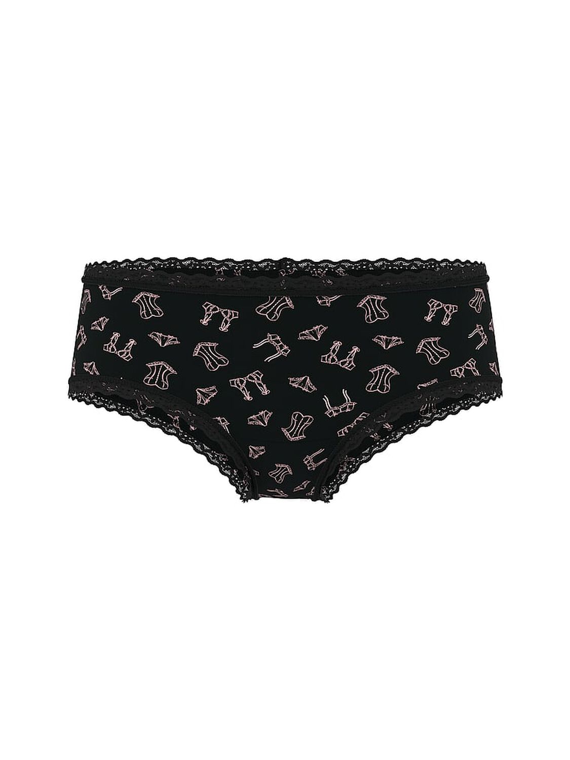 vs The Lacie Cotton Lace-Waist Cheeky Panty Black Sketch Lingerie 2 of 2 