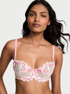 Wicked Peony Embroidery Unlined Balconette Bra