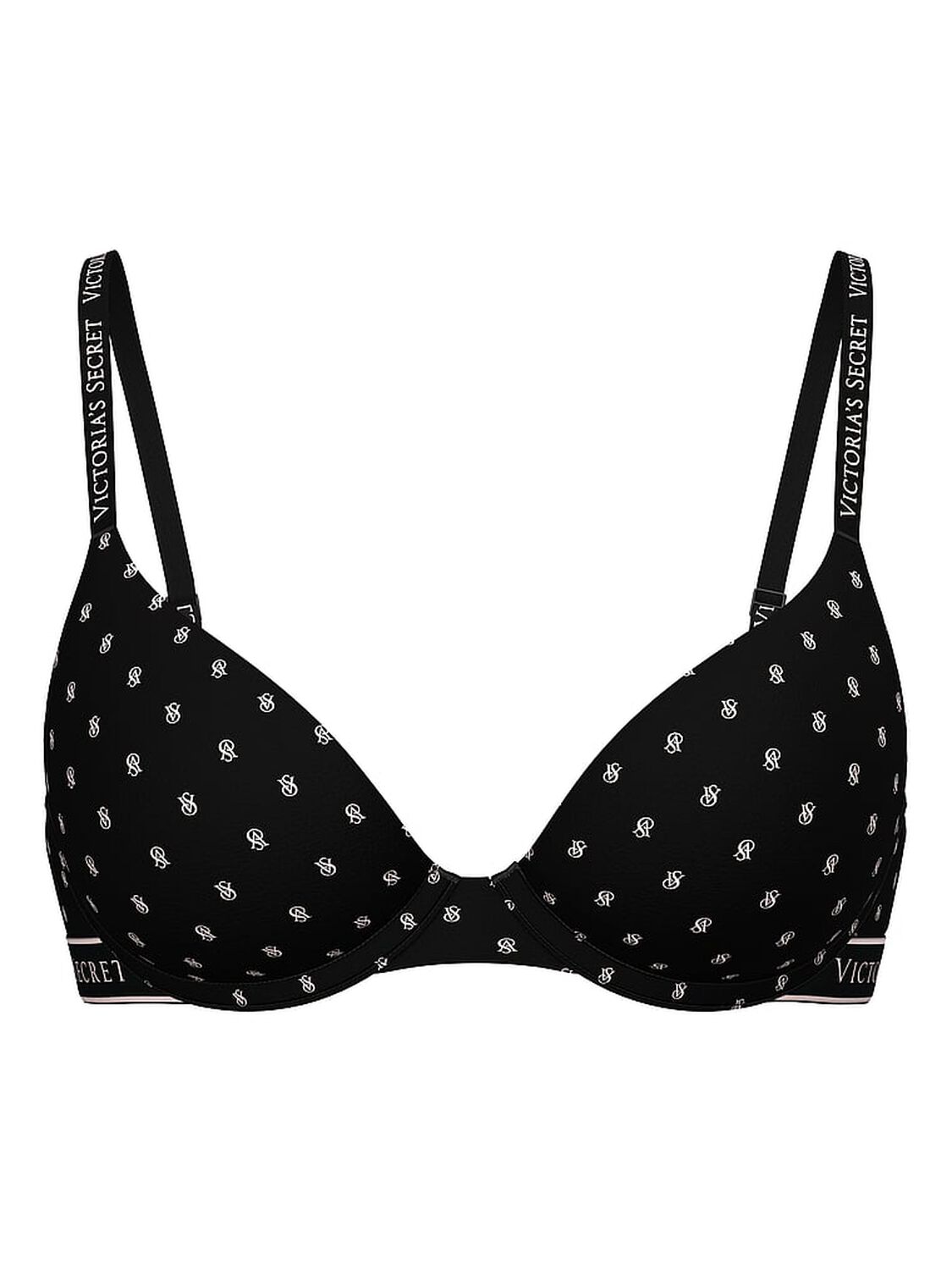 vs The T-Shirt Push-Up Perfect Shape Cotton Bra Black Logos 3 of 3 
