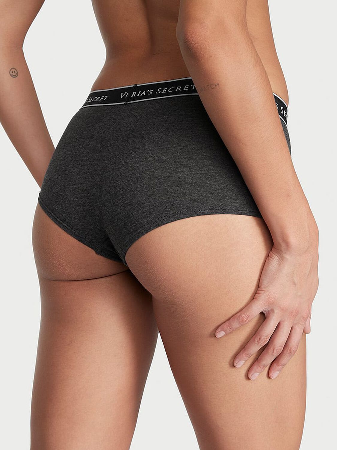 vs Cotton Logo Cotton Boyshort Panty Charcoal Grey 2 of 3 
