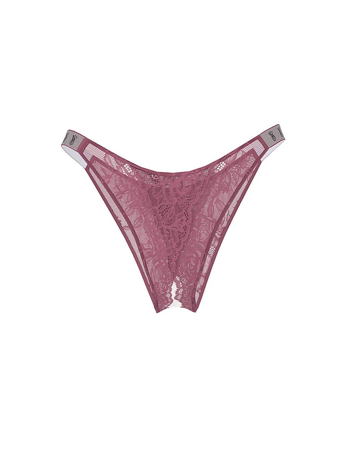 vs Very Sexy Shine Strap Rose Lace Crotchless Brazilian Panty Purple Vapor 3 of 3 