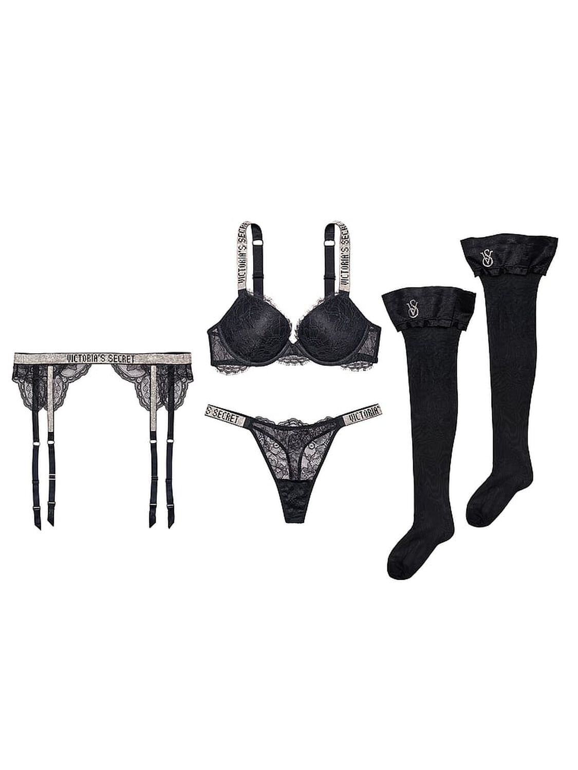 vs Very Sexy Crystal Logo Thigh Highs Black 4 of 4 