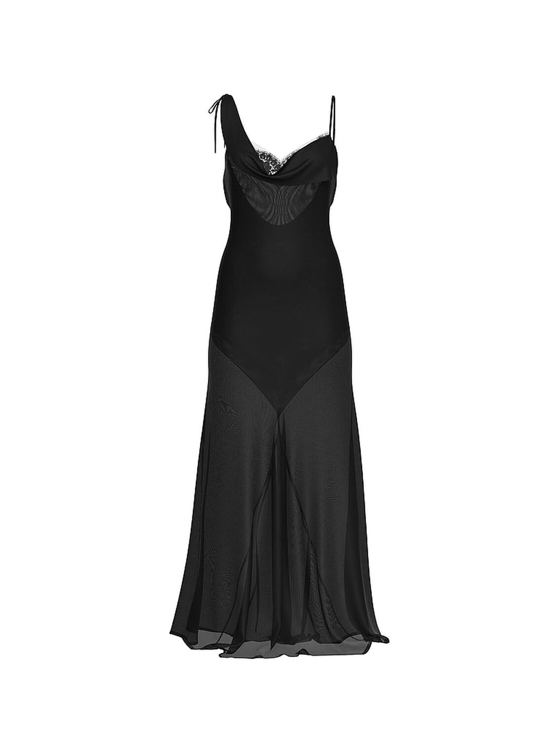vs Dream Angels Chiffon & Lace Draped Slip Gown Black 3 of 4 