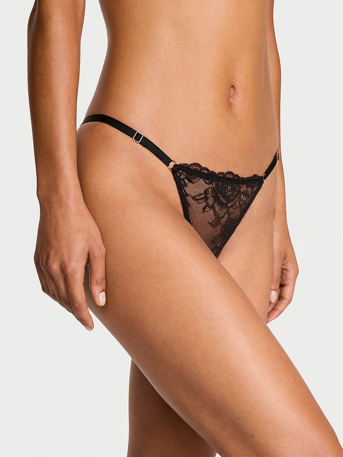 vs Very Sexy Rose Lace Adjustable V-String Panty Black 2 of 3 
