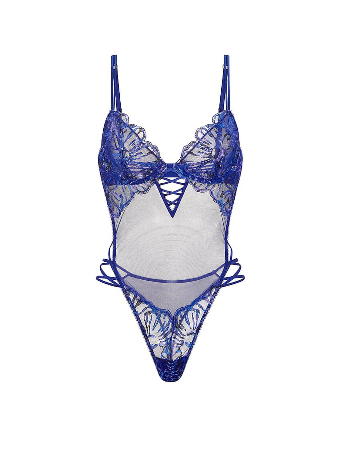 vs Very Sexy Party Floral Sequin Embroidery Unlined Demi Teddy Blue Party Floral 3 of 3 
