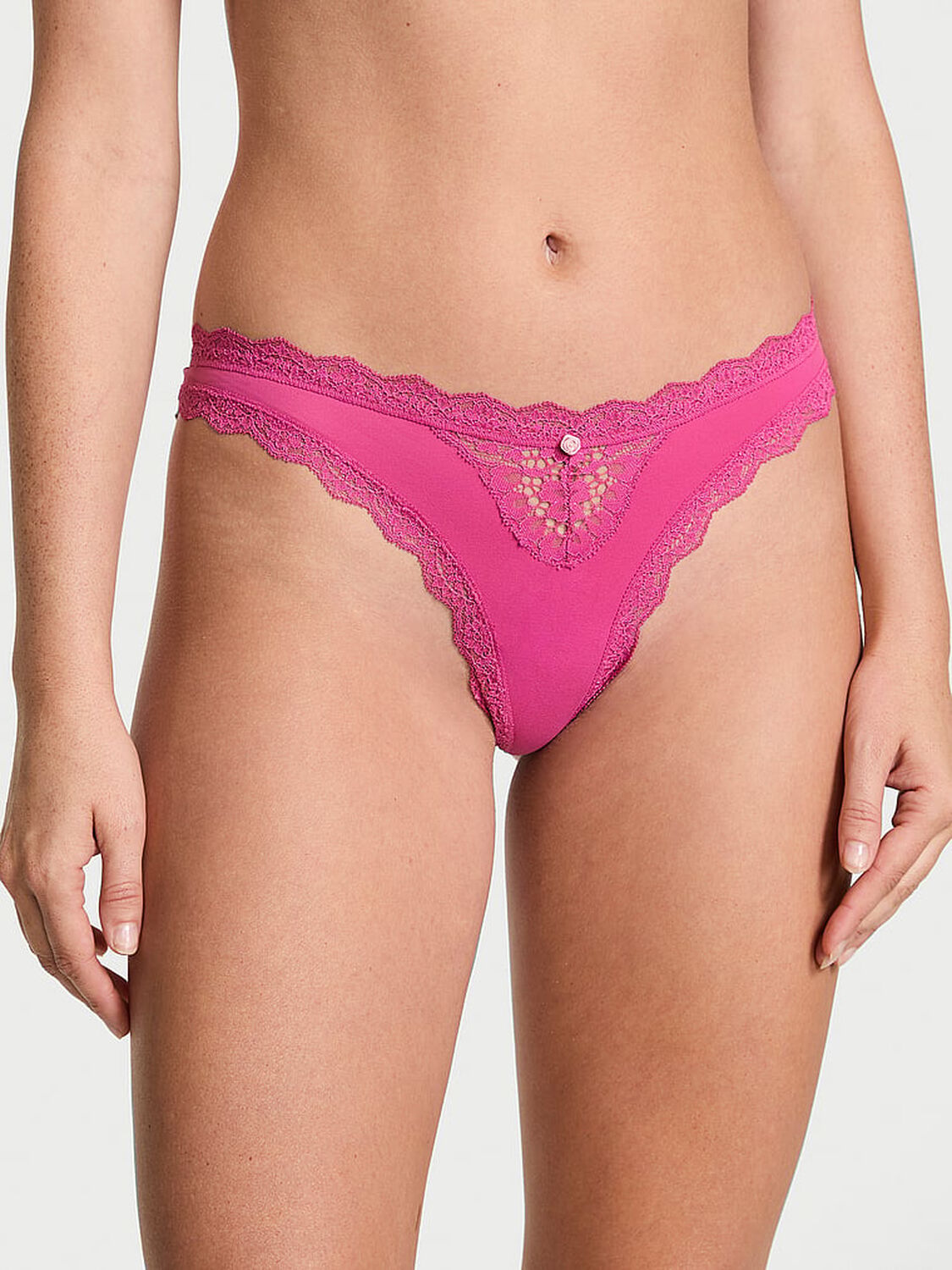 vs Dream Angels Lace-Trim Thong Panty Luscious Rose 1 of 4 