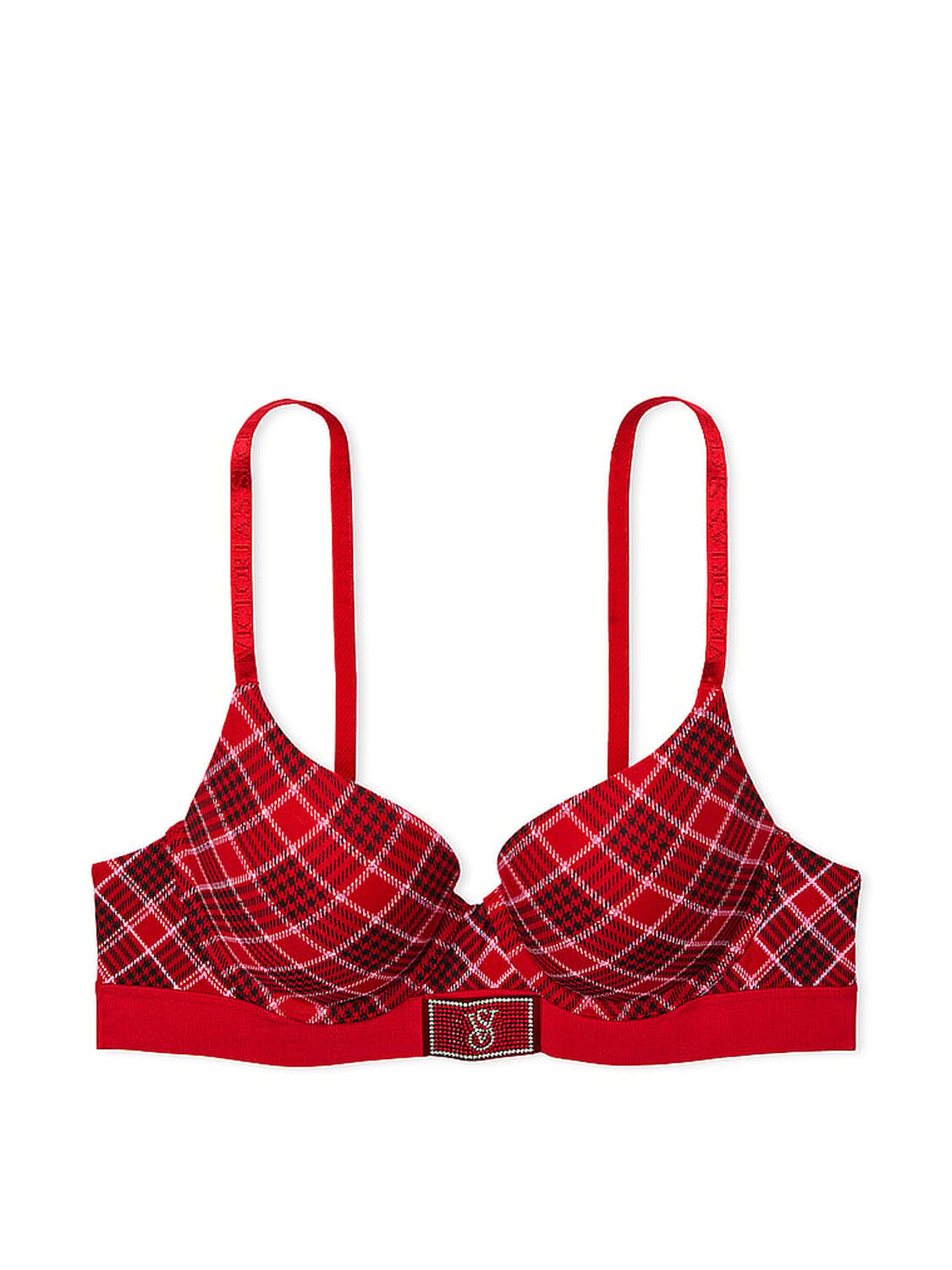 vs The T-Shirt Shine Patch Push-Up Perfect Shape Bra Lipstick Plaid 3 of 4 