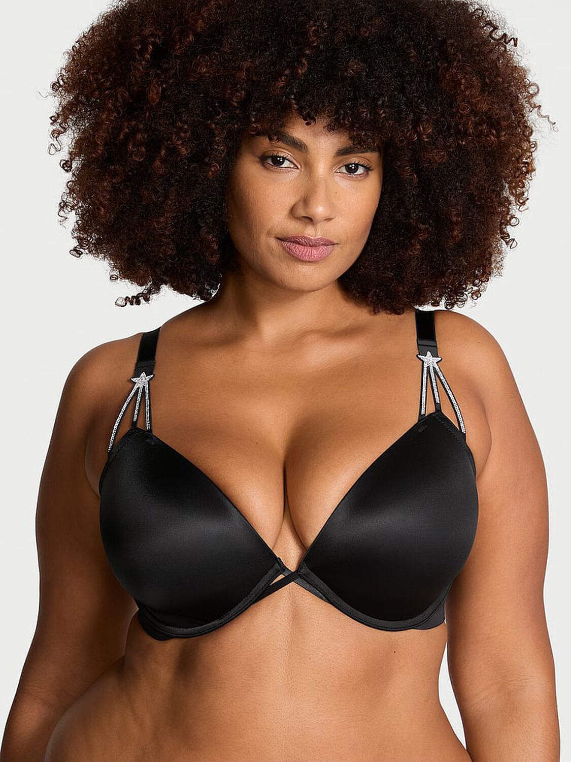 vs Very Sexy Starstruck Shine Strap Lightly Lined Low-Cut Demi Bra Black 1 of 3 