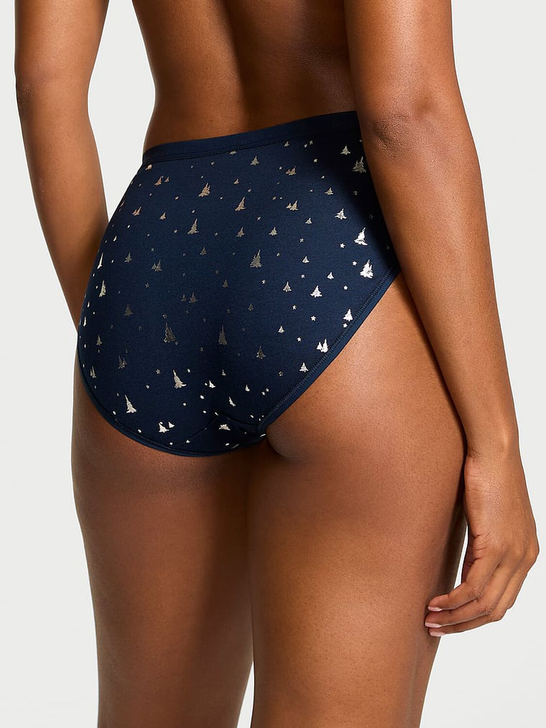 vs Victoria's Secret Stretch Cotton High-Leg Brief Panty Midnight Sea Shimmer Trees 2 of 2 