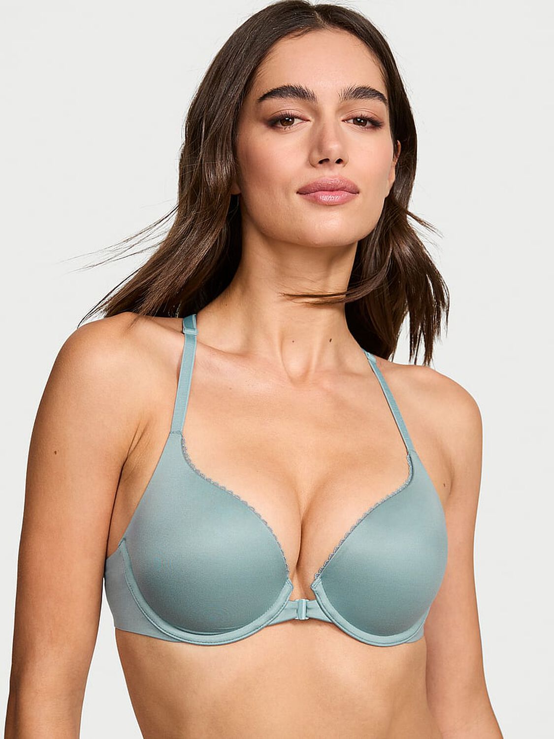 vs Body By Victoria Perfect Shape Lace Racerback Push-Up Bra Jupiter Blue 1 of 3 