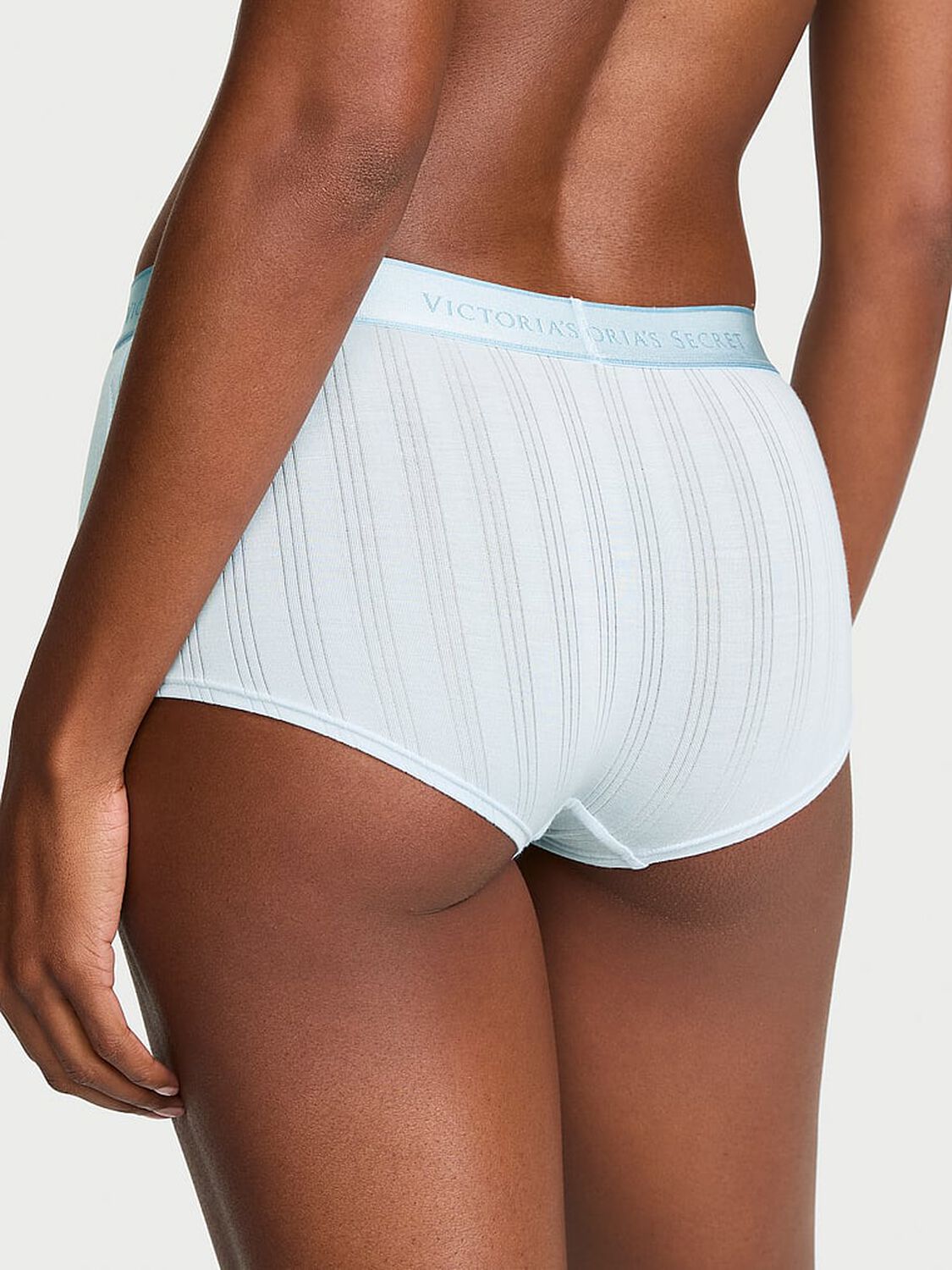 vs Cotton SoSoft&trade; Modal Ultra-Fine Logo Boyshort Panty Linen Blue 2 of 3 