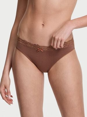 Body by Victoria Stretch Cotton Lace-Waist Bikini Panty