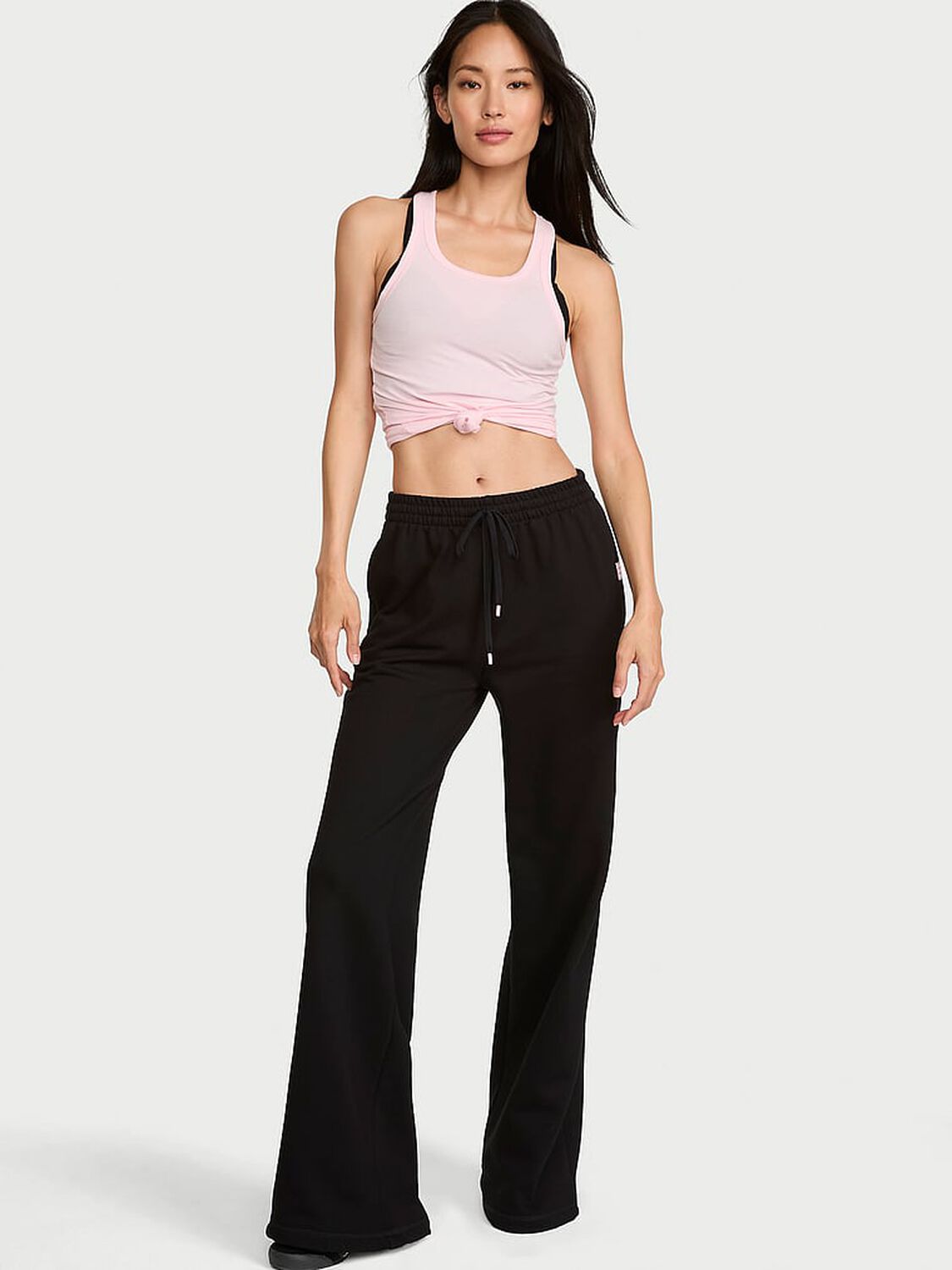vs Angel Essentials Iconic Fleece Wide-Leg Sweatpant Black 1 of 3 